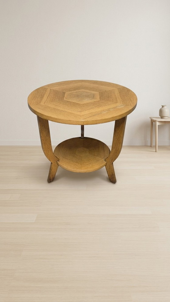 Vintage Round Wooden Coffee Table with Lower Shelf, 20th Century, 52 × 58 cm, Brown (photo 3 of 12)