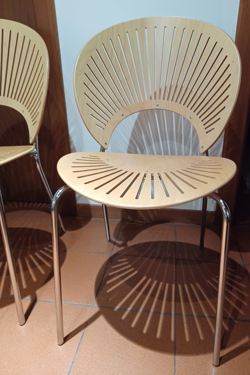 4x Vintage Wooden Danish Chairs By Nanna Ditzel For Fredericia Stolefabrik