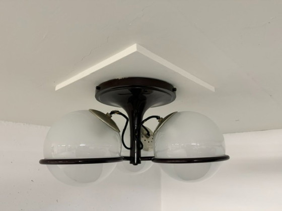 Lampada Gino Sarfatti Modello 2042/3 Arteluce, Plafoniere, Vetro, Bianco (foto 8 di 12)