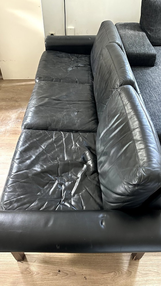 Image 1 of Scandinavische 3-zits leren bank, Zweden, 1950