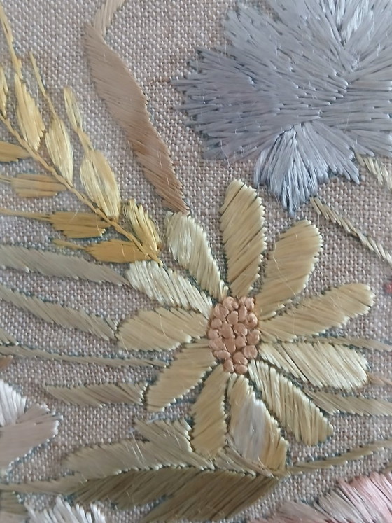 Image 1 of Mcm needlepoint wall art, bouquet of wildflowers