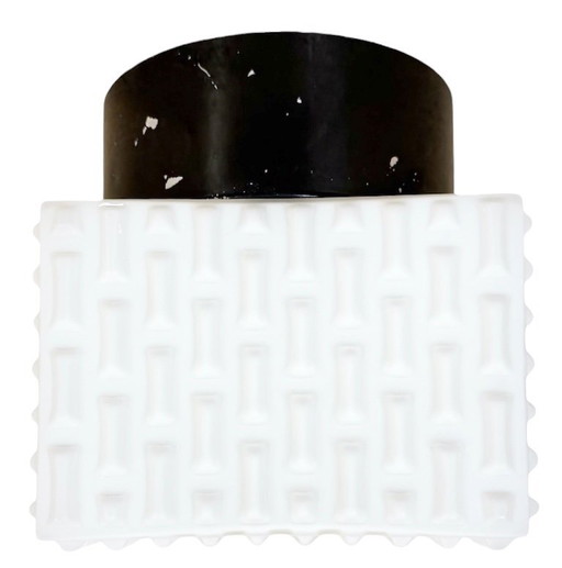 Vintage Square Milk Glass Wall or Ceiling Light, 1970s