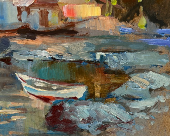 Image 1 of Original Oil Painting Coastal House Landscape Coastal peace