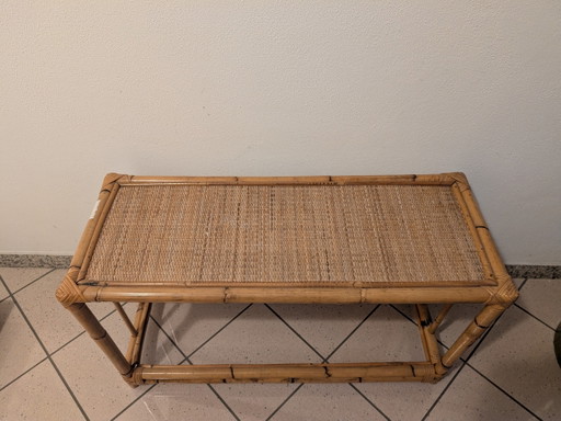 Vintage Bambusbank / Couchtisch – Boho-Chic / Mid-Century-Stil
