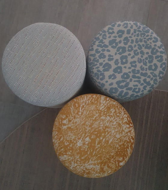 Image 1 of Design authentique - Pouf rond sur mesure - Tissu Hodsoll McKenzie « Ocelot » de Zimmer + Rohde