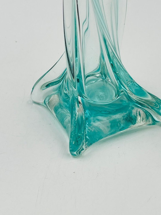 Image 1 of Vintage Murano-style twisted green glass soliflore
