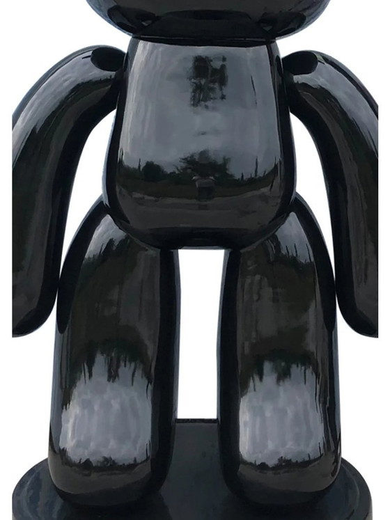 Image 1 of Fiberglas-Skulptur – Modische Ziegelstein-Bärenfigur – Schwarz