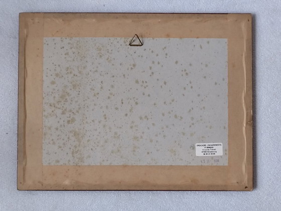 Image 1 of Acquerello vintage firmato di campagna francese | Sentiero rurale e alberi spogli | JK, 1997