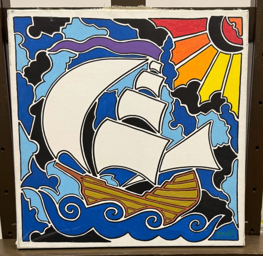 Tableau acrylique sur toile, Antonio Cremonese 40×40 cm il viaggio, art moderne