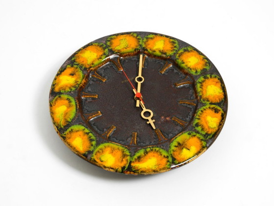 Image 1 of Bellissimo grande orologio da parete in ceramica Fat Lava di Kienzle del 1960