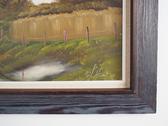 Image 1 of Gemälde "Das Bauernhaus an der Seite", skandinavisches Design, 1970er Jahre