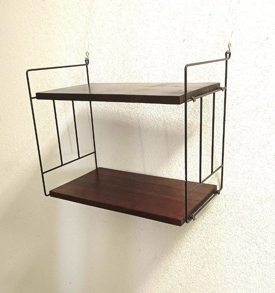 Image 1 of Perchero de pared de los años 50 con estantes de caoba maciza