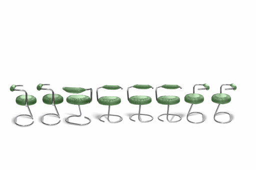 Giotto Stoppino, Set van 8 groene Cobra-stoelen 1960-1970