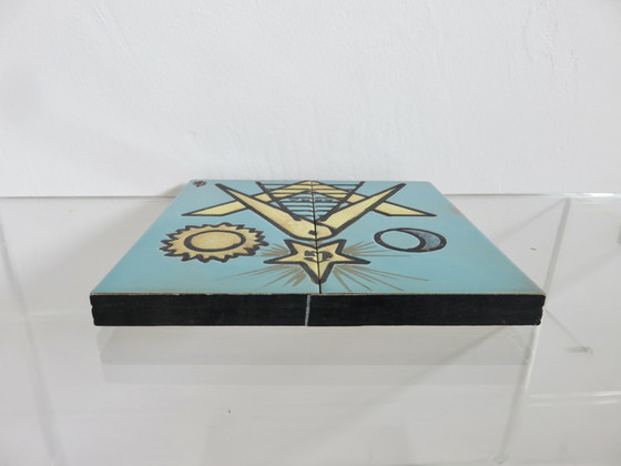 Image 1 of Carreau En Céramique, Ceramic Freemason, Franc Maçonnerie By Claude Vayssier, France, 1980