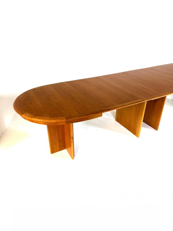 Vintage XXXL extendable teak dining table '80s (350cm!), Wood, Metal, Brown (photo 13 of 15)