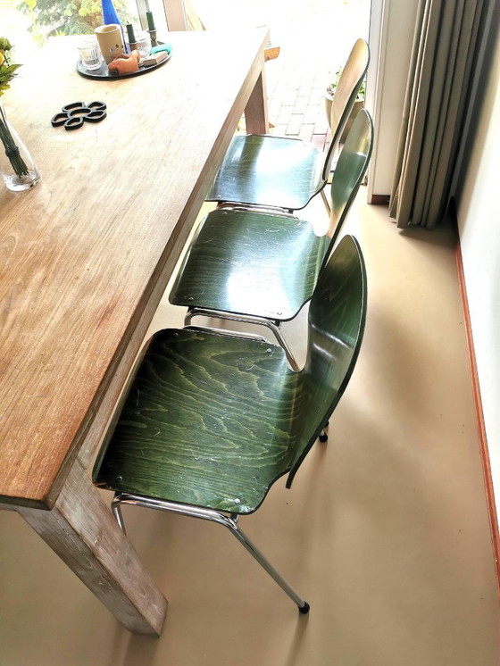 Image 1 of Set di 3 sedie KUSCH CO verde 3 arancione 1 giallo