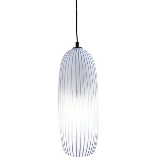 Vintage blue glass pendant lamp, Italy 1960