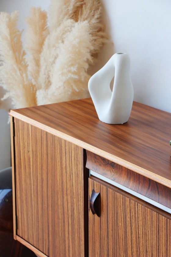 Image 1 of Zebrano Scandinavisch dressoir - Vintage jaren 60 buffet