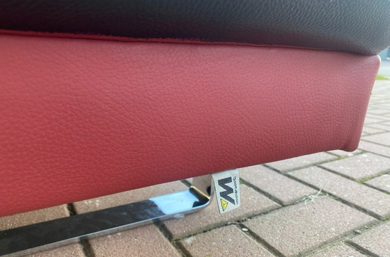 Image 1 of Divano angolare Montel in vera pelle rossa e nera