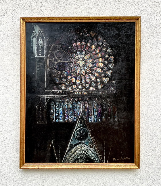 Vintage Strasbourg Cathedral Oil Painting, c.1960 – Paintings & Drawings, Wood (photo 2 of 9)