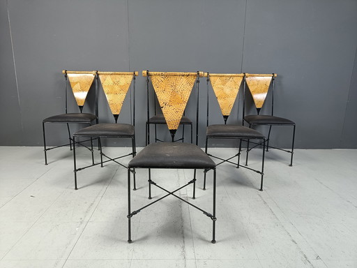 Set Of 6 Post Modern Dining Chairs, 1970S 