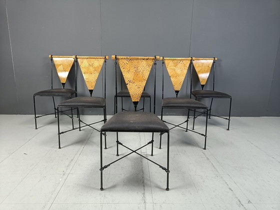 Image 1 of Set Of 6 Post Modern Dining Chairs, 1970S 