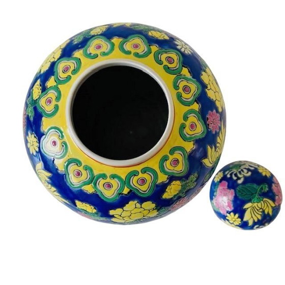 Image 1 of Mid-century Vintage Oosterse Gemberpot Polychroom Keramiek 1950's