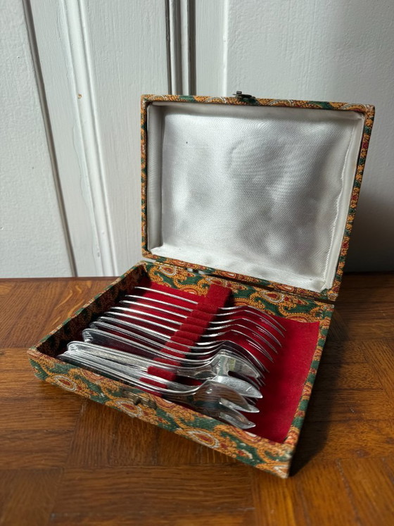 Image 1 of Set aus 12 Degrenne-Silbergabeln