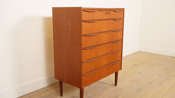 Image 1 of Commode vintage danoise | Teck | 6 tiroirs | 103 cm