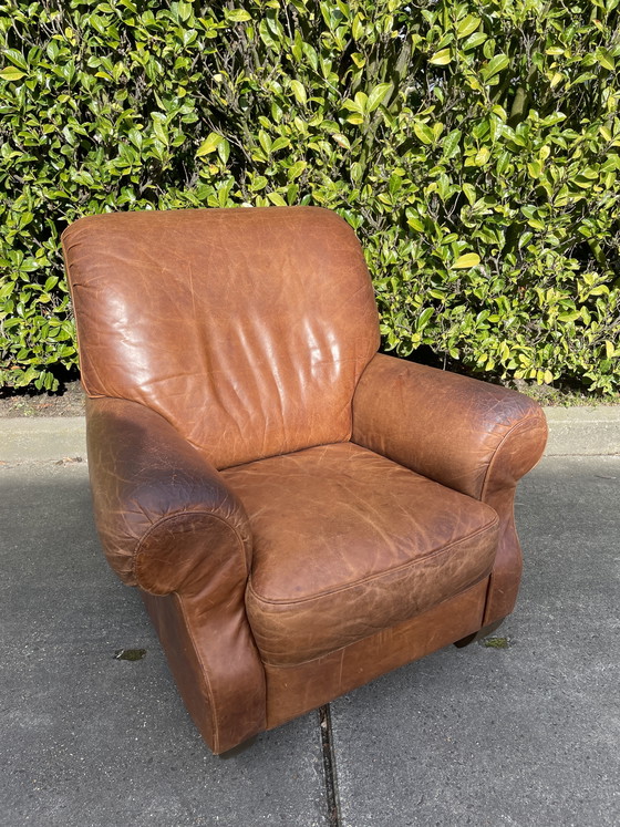 Image 1 of Fauteuil club vintage en cuir - Design italien