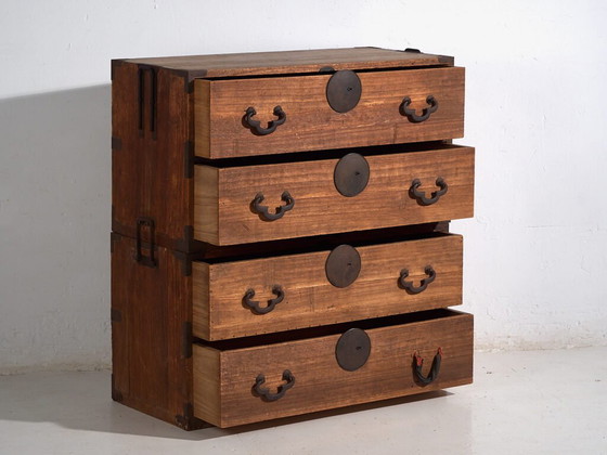 Antique Japanese multi-drawer tansu - Meiji Period / Taishō (c. ) #16 – Chest of drawers, Wood, Iron (photo 29 of 40)