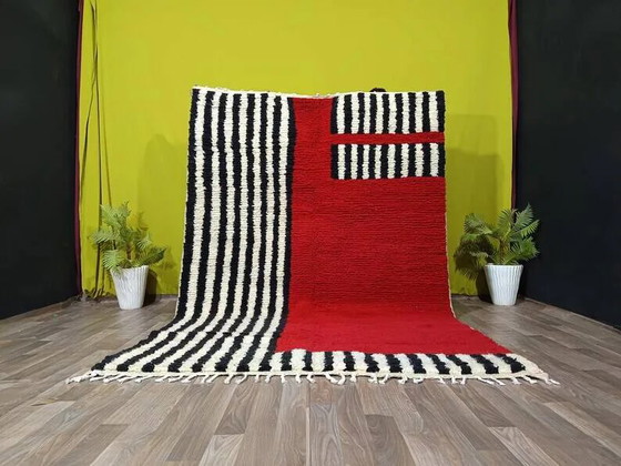 Rood handgemaakt vloerkleed versierd met rayon 200cmx300cm – Vloerkleden en tapijten, Wool, Bohemian (photo 10 of 11)