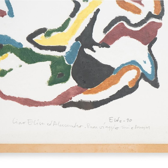 Image 1 of Ansgar Elde, monotype gravure en houtsnede van een monotype voor Il Bostrico, jaren 1990