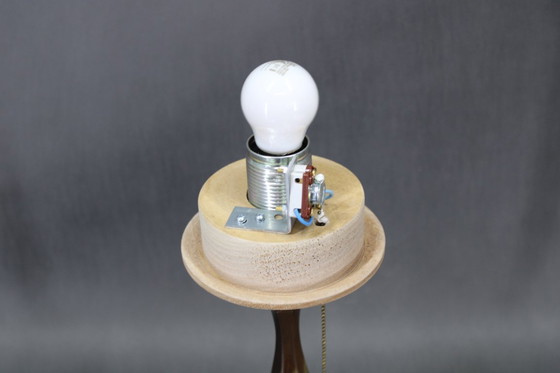 Image 1 of 1940s Restored Brass Table Lamp with Glass Shade