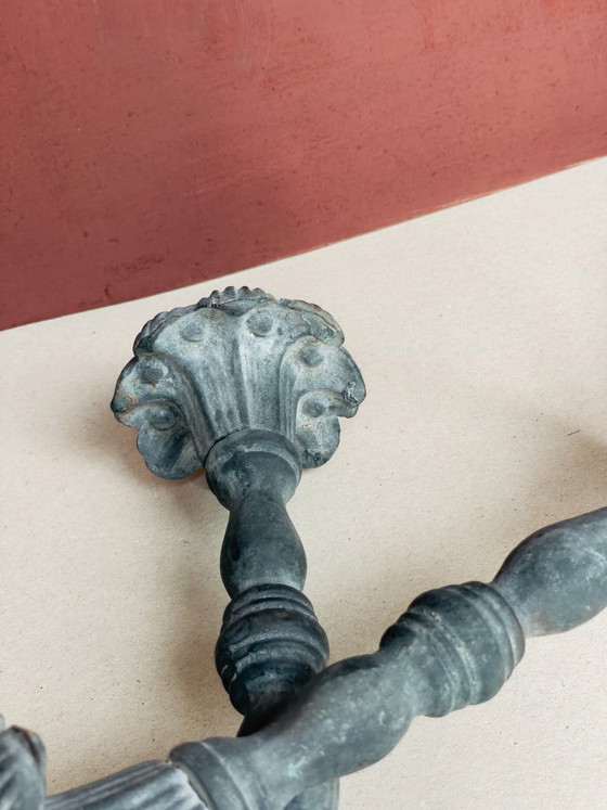 Pair of Antique Cast Iron Candlesticks, Victorian Style, Early 20th Century, Candle holders, Metal, Grey (photo 5 of 5)
