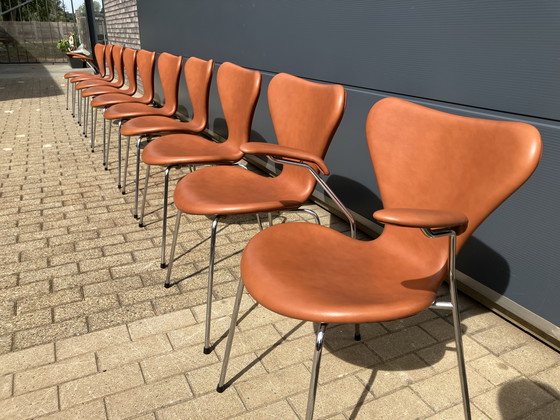 Image 1 of Fritz Hansen series 7 Butterfly chairs in Cognac leather NEW!!
