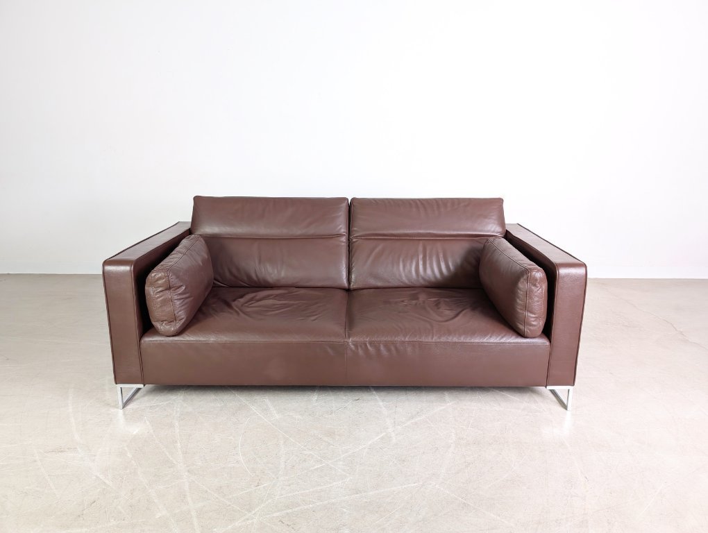 Original Vintage Ligne Roset black leather Togo 2 seater sofa 1990