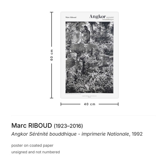 Marc Riboud Poster Angkor Buddhist Serenity - Imprimerie Nationale 1992 – Paper (photo 3 of 5)