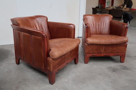 Image 1 of Poltrone vintage in pelle Shaker Schuitema - set da 2