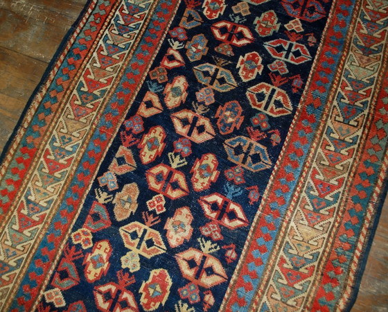 Image 1 of Alfombra armenia antigua Gandzak hecha a mano, 106 cm x 222 cm (3,5' x 7,3'), década de 1880 - 1B519