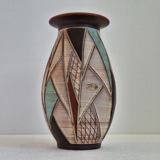 Image 1 of Vaas Sgrafitto sawa van Ritz keramiek jaren'60