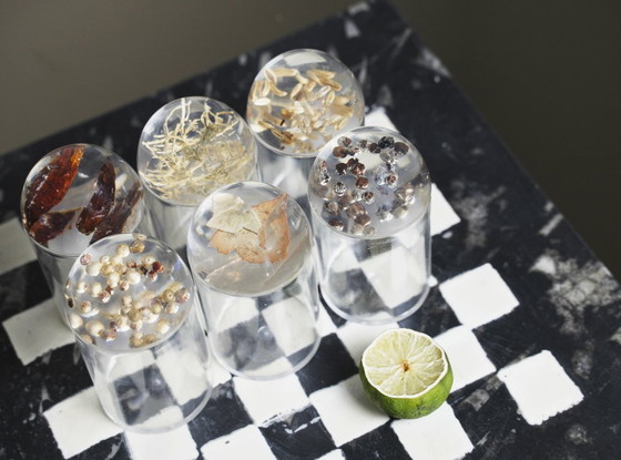 Image 1 of French Plexiglas Vintage Spice Container Jars – Set of 6 Preserved Herb Cylinders