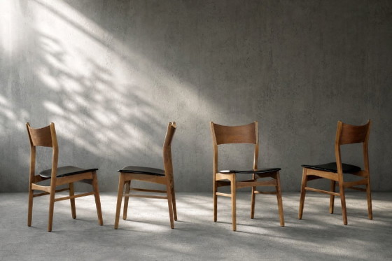 Image 1 of Vintage Mid-Century Scandinavian Modern Dining Chairs in Beech and Teak, 1960s, Set of 4