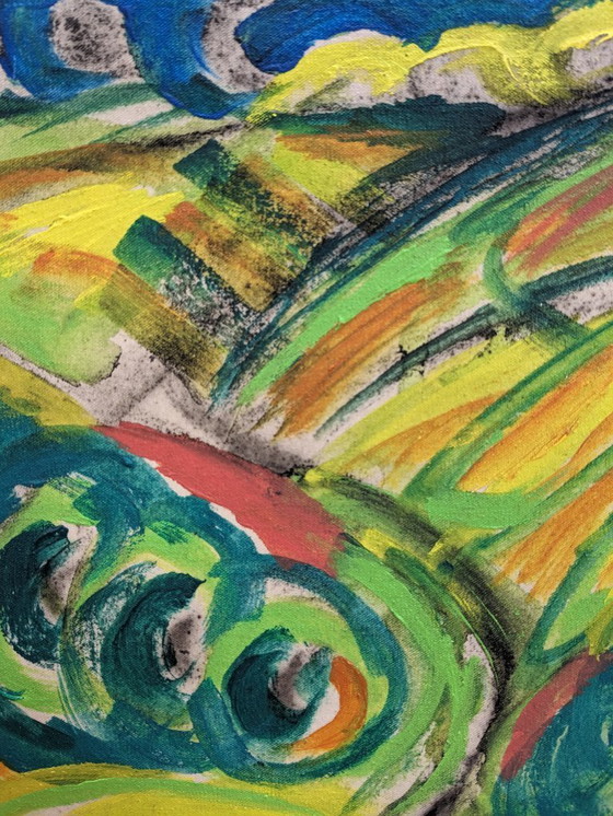 Image 1 of Exmoor County Gate Landscape Original Unprimed Canvas Nigel Waters Signed 30x30cm