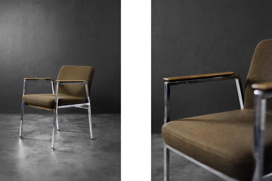 Image 1 of Vintage Mid-Century Duitse moderne bruine vergaderstoel van Drabert, jaren 70