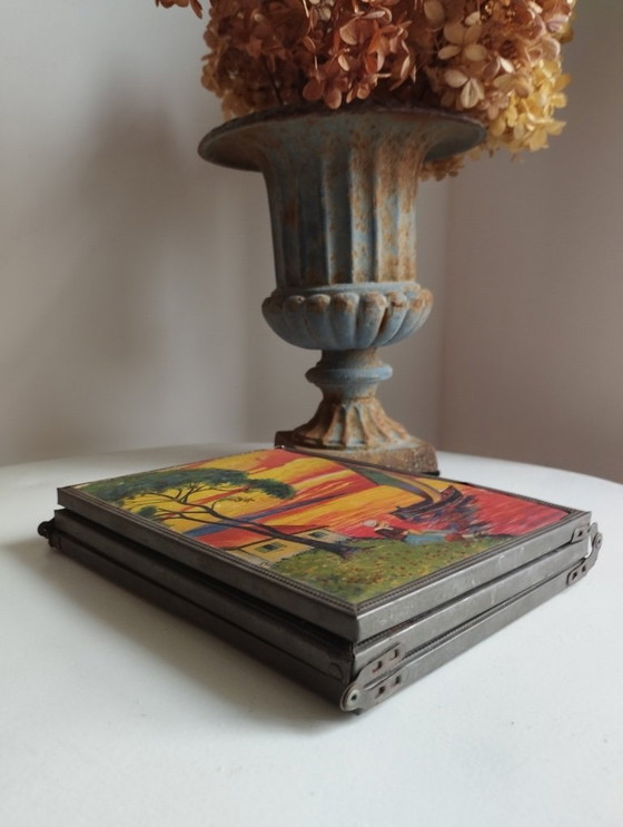 Image 1 of Antiguo espejo de barbero tríptico pequeño