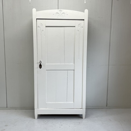 Image 1 of Brocante vintage 1 deurs opbergkast kledingkast wit 