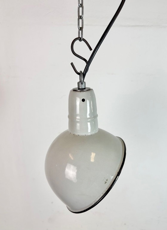 Image 1 of Industrial Grey Enamel Factory Pendant Lamp, 1960s