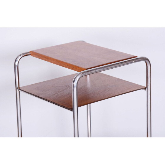 Image 1 of Etagère vintage Bauhaus en acier chromé et chêne par Marcel Breuer pour Slezak Factories, Tchécoslovaquie 1930