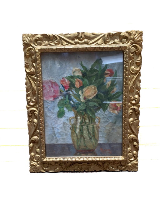 Peinture à l'huile sur carton par Pecere